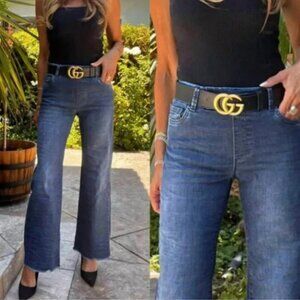 BEVY FLOG Amanda High Rise Flare Wide Leg Pull On Raw Hem Jeans Size 30